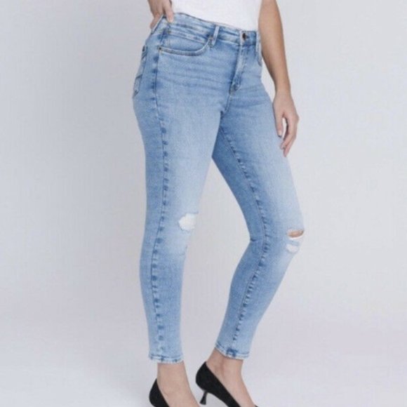 Seven7 Ultra High Rise Skinny Jeans Distressed Ripped Size 16W - Picture 13 of 13